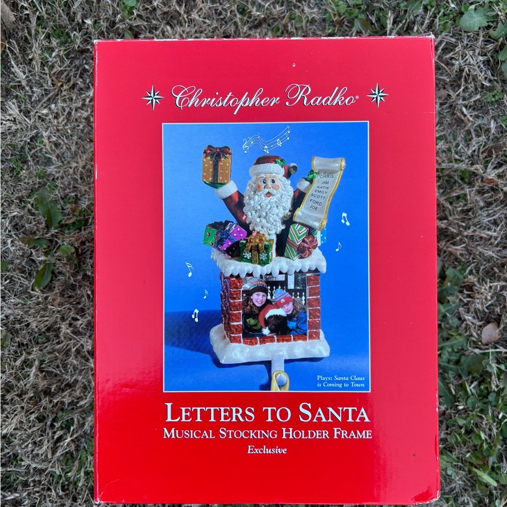Christopher Radko Santa Musical Stocking Holder in Red and White - Picture 2 of 7